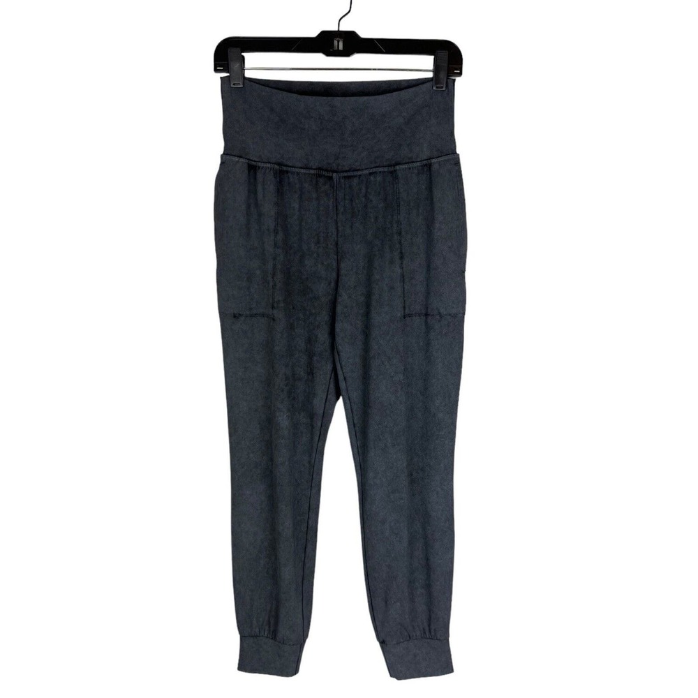 Athleta Salutation Garment Dye Jogger Pants Size S Pockets Black Gray Pull On